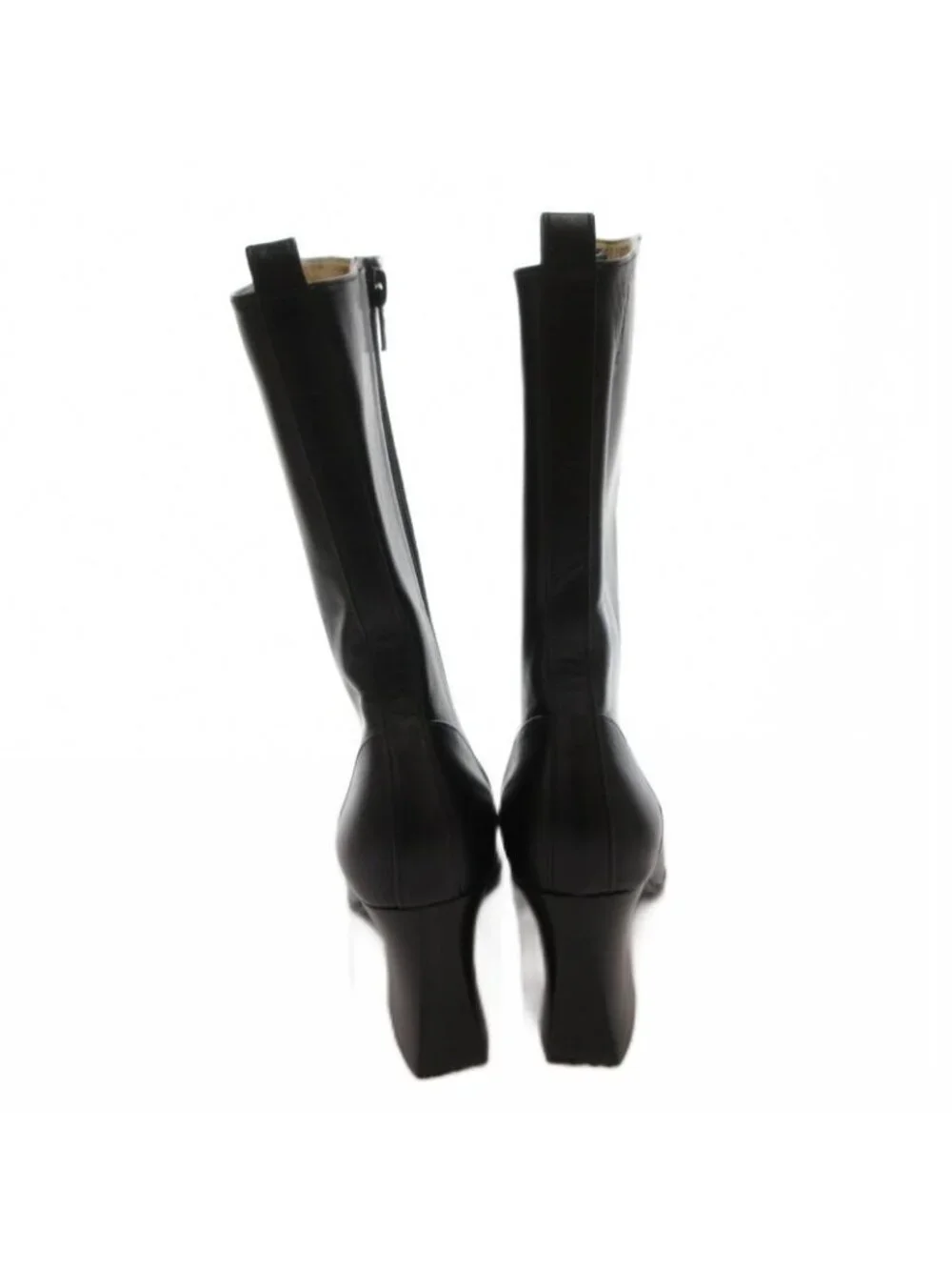 Saint Laurent Yves Long Boots Side Zip Leather 36.5 Black - Picture 5 of 8